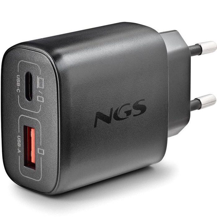 NGS ERA 45W Black Cargador de Pared GaN USB-C + USB-A